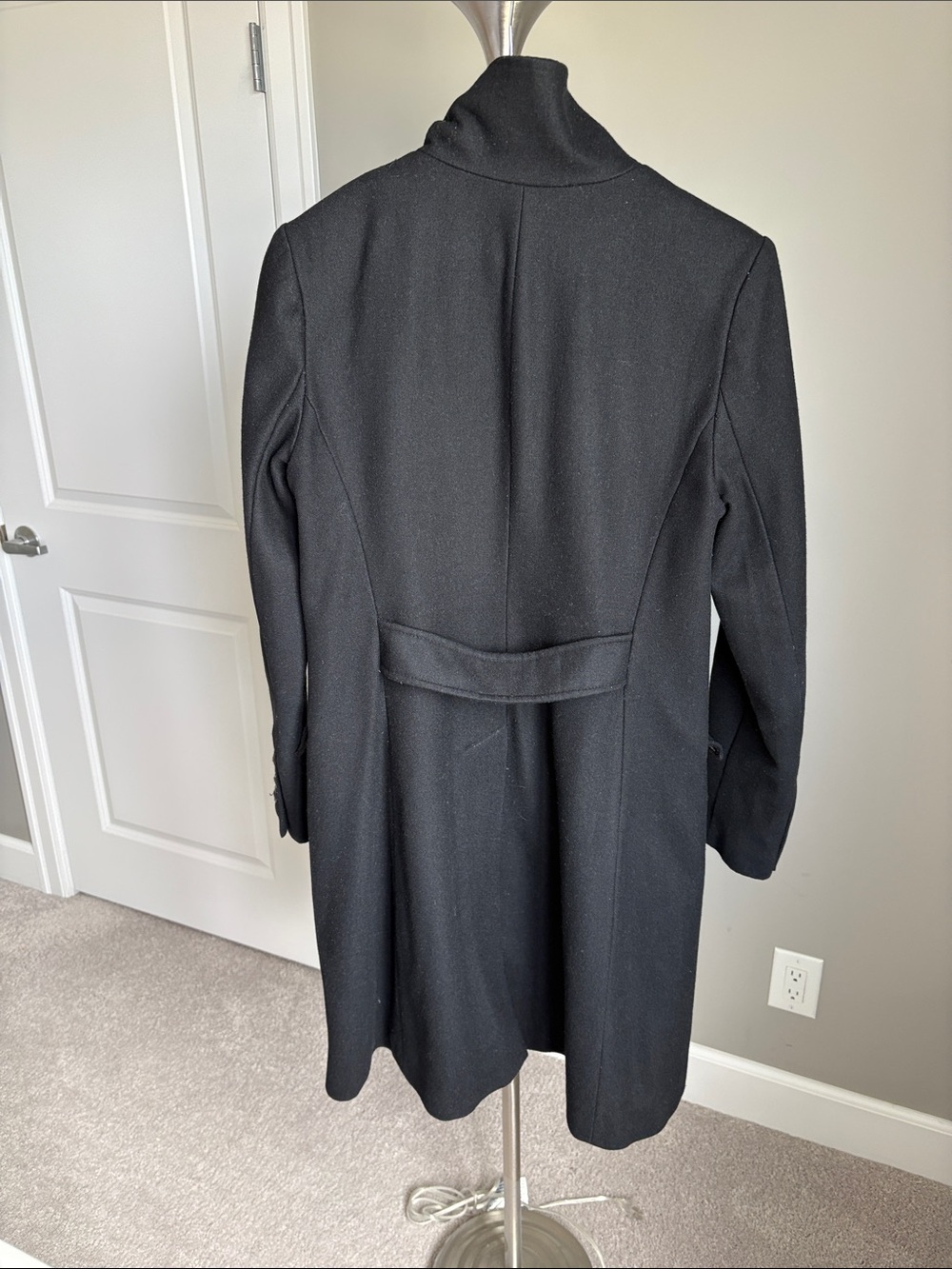 Ricki's Black Single-Breasted Wool Trench Coat - Picture 6 of 7